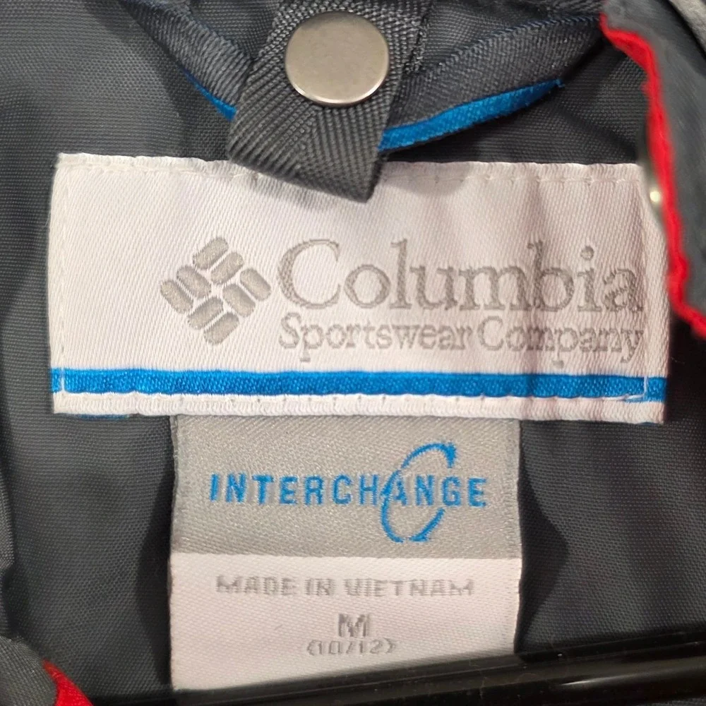 Columbia Boys M 10/12‎ Red Grey Interchange Omni-Shield Hooded Shell Jacket
